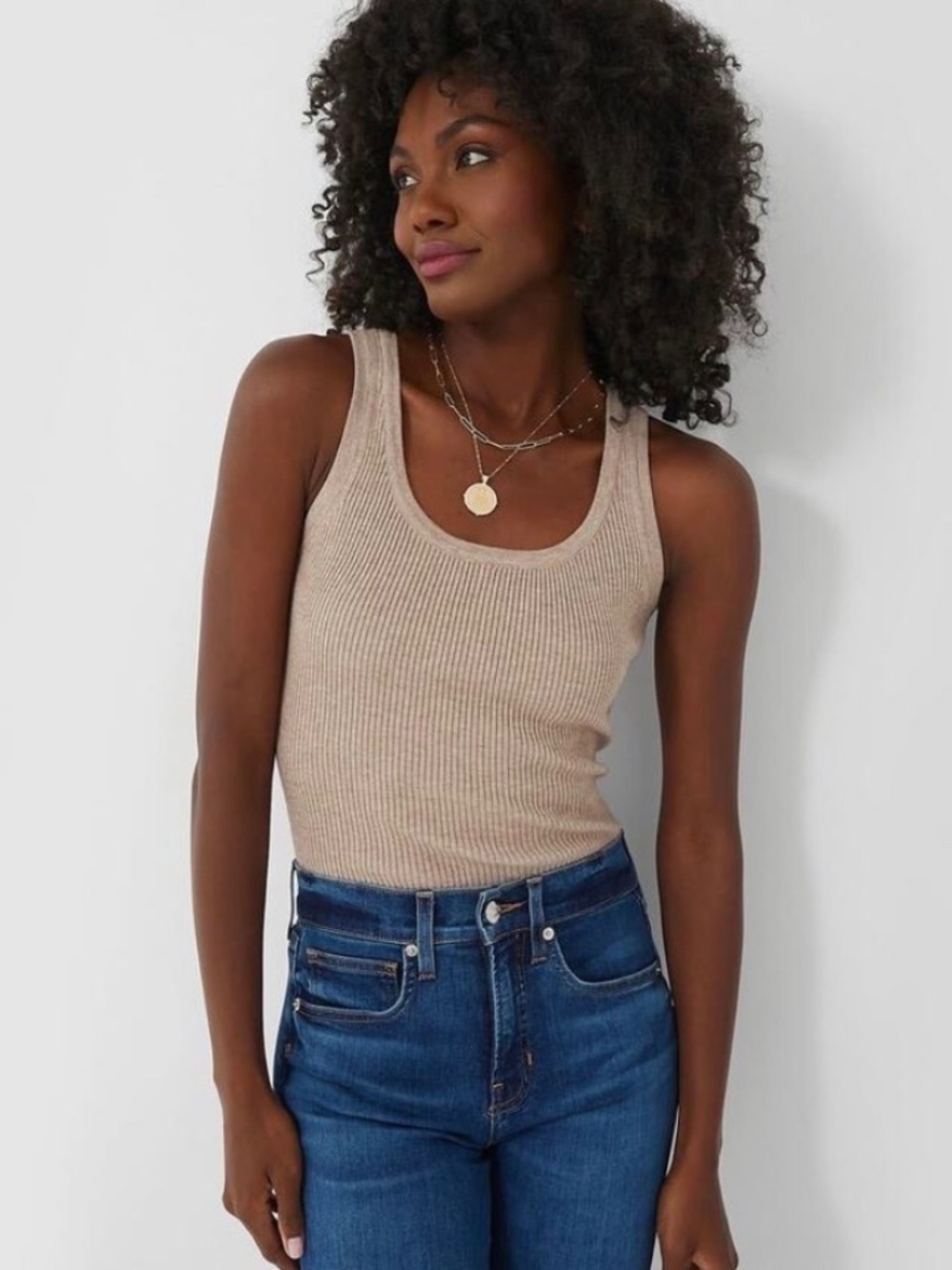 Tuckernuck Ribbed Tank Top in Beige